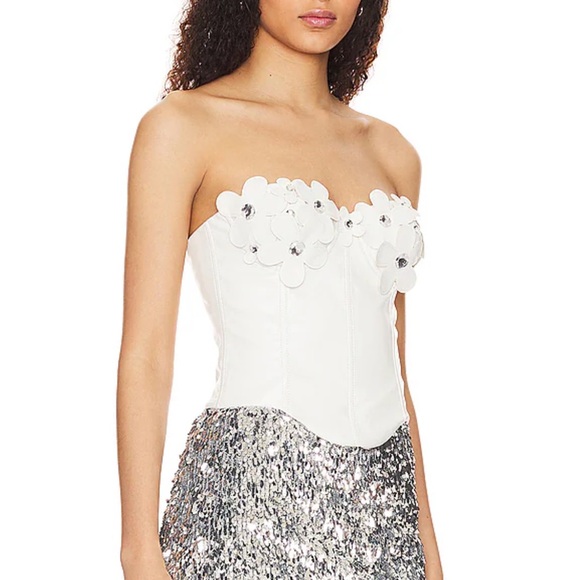 Lovers and Friends Nova Faux Leather Bustier in Bone S - Picture 2 of 12